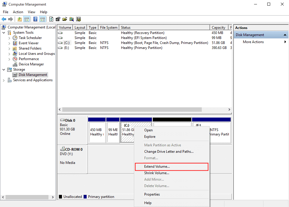 System Partition on Windows 10